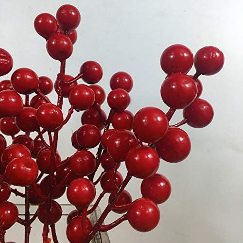 24 pcs Christmas Berries Stems Artificial Red Berry Stems for Christmas Tree Ornaments Crafts Holiday and Home Decor (Red)