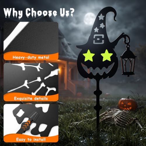 KODIBO Halloween Docorations Outdoor 4-Pack Metal Pumpkin Yard Stakes