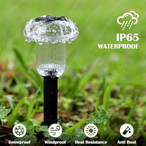 Priddop 8 Pack Solar Pathway Lights Outdoor Waterproof 6000K Cool White LED