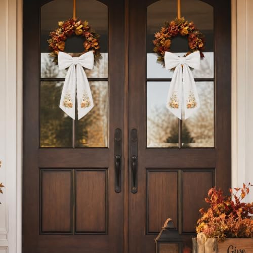 2 Pcs Pumpkin Fall Wreath Sash for Front Door Autumn Home Decor