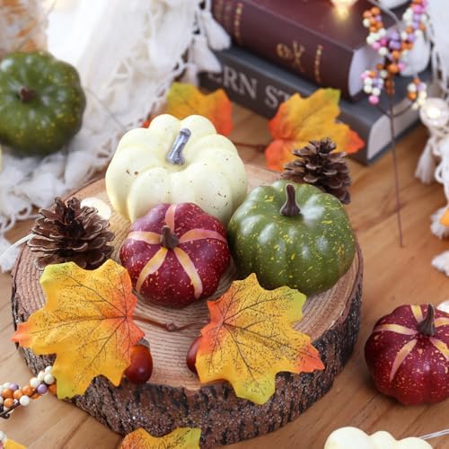 32 PCS Fall Pumpkins Set for Autumn Thanksgiving Halloween Home Decor