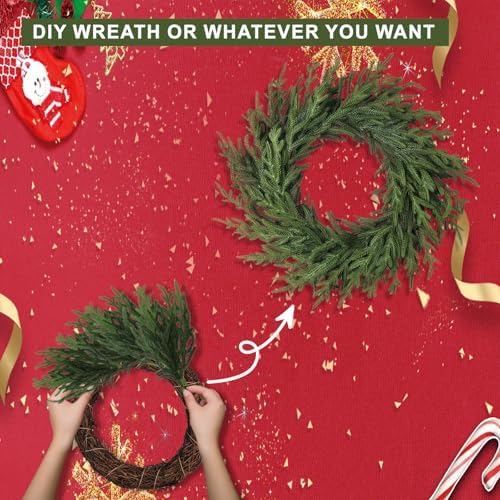 LZNPA 12 Pcs Realistic Christmas Pine Branches Natural Droopy Soft Bendable