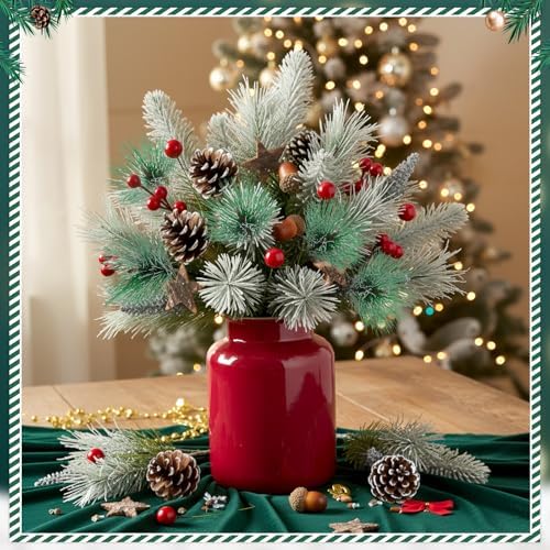 Riceshoot 540 Pcs Christmas Picks and Sprays Pine Cone Berries Set