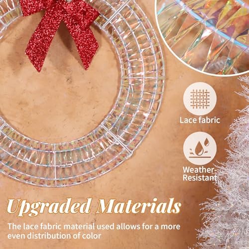 Karl home 24 in Pre-Lit Outdoor Christmas Wreath, 84 LED Lights, White/Red