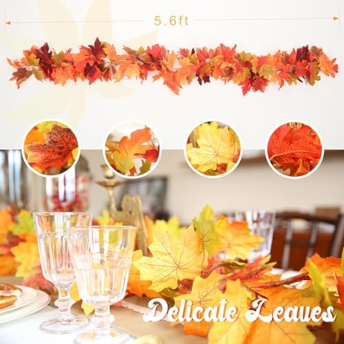6 Pack Fall Garland with Colorful Autumn Leaves