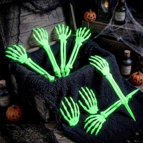 GlikCeil 18 Pcs Halloween Glow in the Dark Skeleton Arms and Hands,Luminous