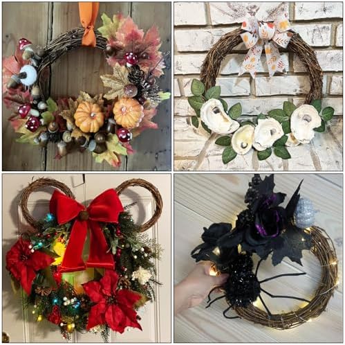 12 Pcs 8 Inch Natural Grapevine Wreath Set, Natural Rattan Wreath,Hand-Woven 8 Inch Vine Branch Wreaths, Perfect for DIY Crafts, Christmas Decorations, and Wedding Supplies