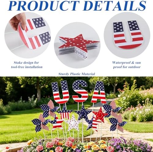13Pcs 4th of July Outdoor Decoration Patriotic Garden Stakes
