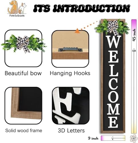 3D Outdoor Welcome Sign, 45"X9", Wood Black