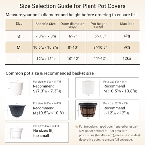 Dahey Plant Basket Indoor for 12 inch Pot Woven Jute Planter, Black
