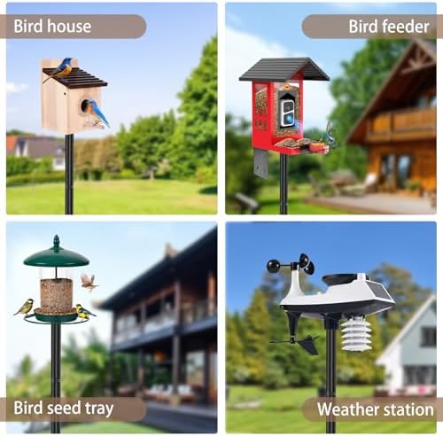77" Heavy Duty Bird Feeder Pole, Metal Bird House Pole Mount Kit