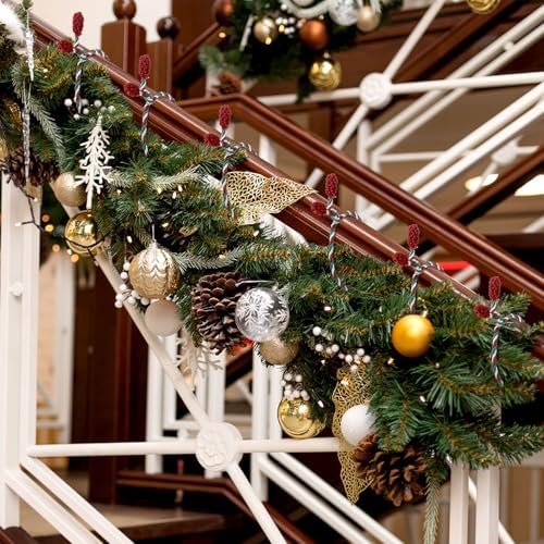 Zhengmy 20 Pcs 25 Inch Extra Long Christmas Garland Ties Christmas Decorative Twist Ties for Banister Reusable Flexible Twist for Holiday Xmas Home Decorations Craft Wrapping (Red Green White)