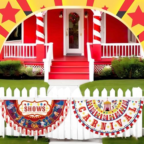 6 Pcs Halloween Circus Carnival Decor Bunting Welcome Carnival Half Banner