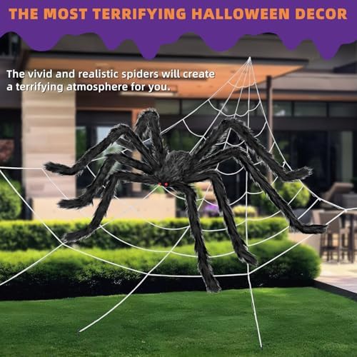 200" Halloween Spider Web with 59" Giant Spider, Halloween Decorations