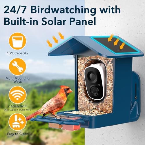 PeckCam® Bird Feeder with Camera Solar Powered 2K Live Video Auto Capture