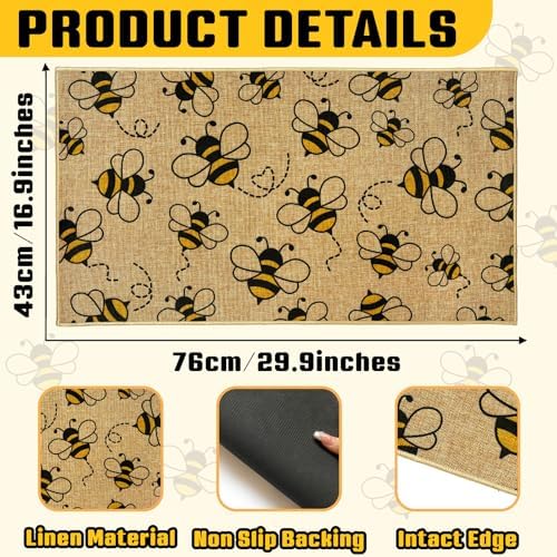 Bee Doormat Outdoor Entrance Funny Front Door Mat Welcome Bee Outside Rug