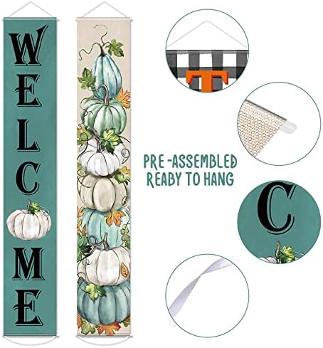 Tiamon Fall Door Banners Welcome Pumpkin Autumn Porch Sign