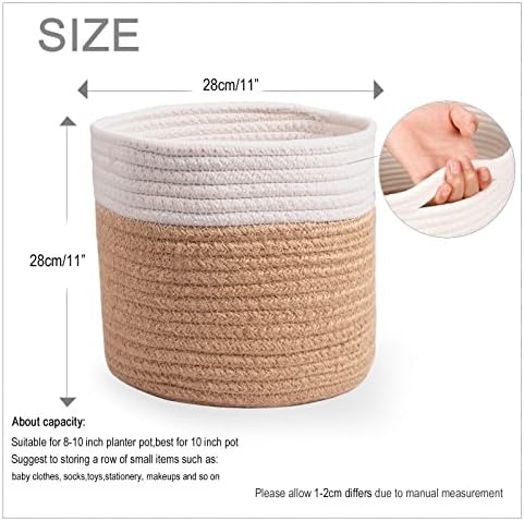 11" Cotton Rope Plant Basket Modern Woven Baskets 11"x 11"