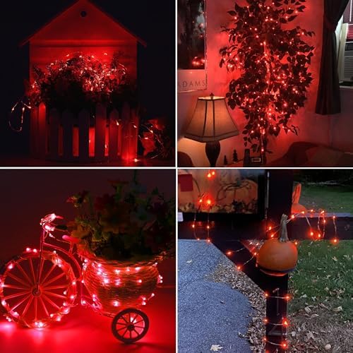 Joomer Solar Fairy Lights, 2-Pack Total 80FT 240LED String Lights, Red