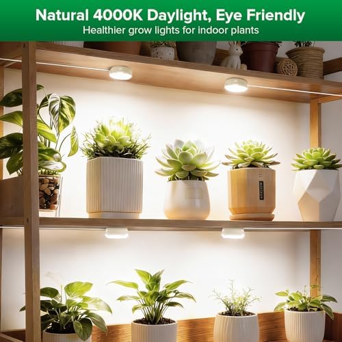 SANSI Puck Grow Lights for Indoor Plants, 20W 4-Head Plant Light with Timer