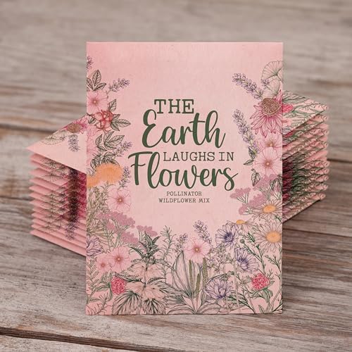 The Earth Laughs in Flowers | Beautiful Illustrated Flower Design Art and Quote | Environmental Favor | Pollinator