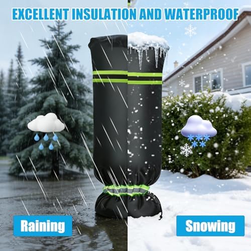Outdoor Faucet Covers for Winter Freeze Protection, 35" x 15" Outside Spigot Cover, Reusable Waterproof Hose Bib Covers, Reflective Pipe Insulation Wrap with Thicker 420D Oxford Fabric