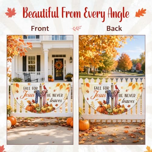 FLAGWIX Christian Fall Bunting Flag 1.5x3ft, Pumpkin Outdoor Decor