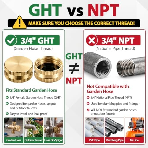 Shimeyao 6 Pack 3/4" Brass Garden Hose End Caps with Washers