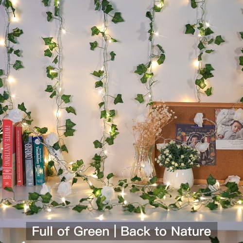 suddus 33FT 100 LED Ivy Vine with Fairy Lights Plug in Clear Wire