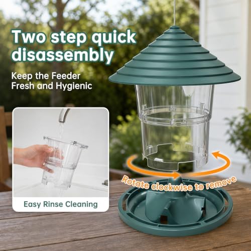 HABAU 2 Pack Bird Feeders for Outdoors, Plastic Hanging Bird Seed Feeding
