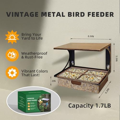 Window Bird Feeder Metal Bird Feeder for Outdoors Birdwatching