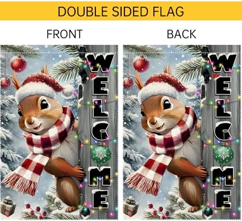 Christmas Garden Flag 12x18inch The Nut Squirrel Welcome XMAS winter Garden Flags Yard Porch House Flag Double-Side For Home Outdoor Yard Patio Lawn Decor,Happy New Year merry Christmas banners for outside Decorations (RMQ-85, 12"X18")