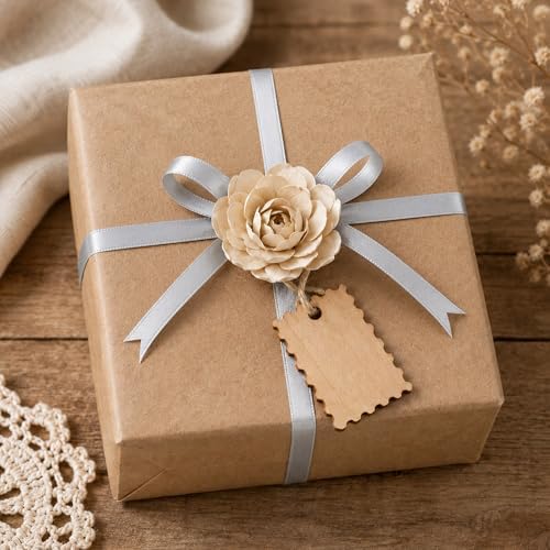 3/8In 30Yards Thin Silver Ribbon for Gift Wrapping Christmas Wedding Decor