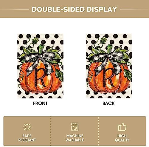 AVOIN colorlife Fall Monogram Letter R Garden Flag 12x18 Inch for Outside