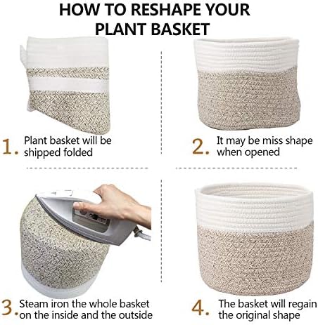 Woven Cotton Rope Plant Basket for 8" Flower Pot H7.5 x W8.5