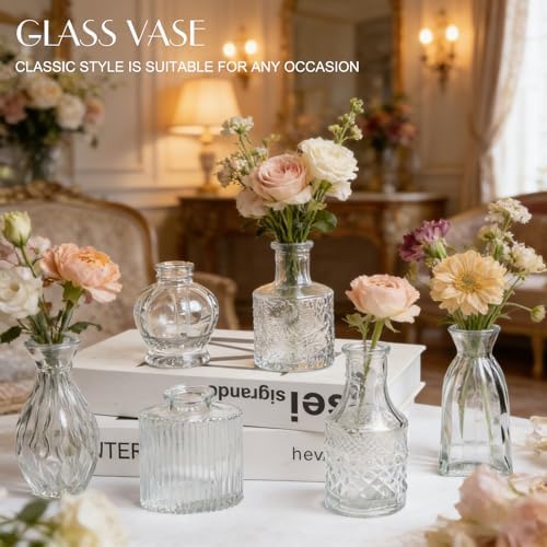Petal Petite Small Clear Glass Bud Vase Set of 24 for Wedding Centerpieces