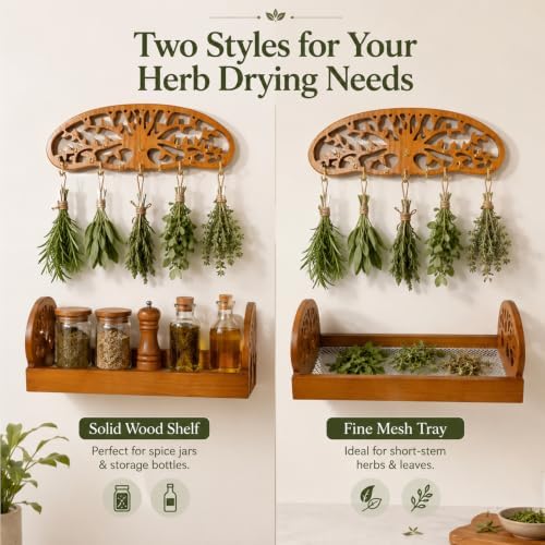 Herb Drying Rack Hanging, 2-in-1 Drying Station with Fine Mesh Tray