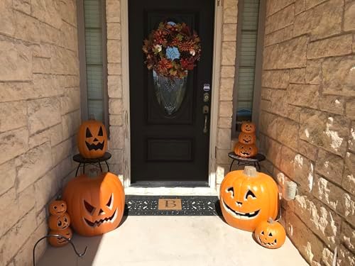 13" Jack O' Lantern - Prelit Waterproof Pumpkin for Halloween- Plastic JackoLantern Indoor Outdoor Decorations 13"
