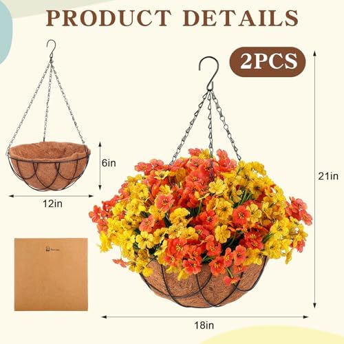 Beeveer 2 Pack Artificial Outdoor Fall Flowers