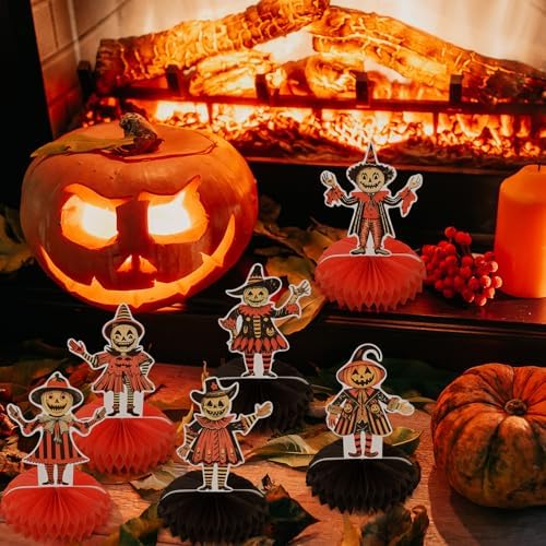 Marspark 6 Pcs Large Vintage Halloween Honeycomb Centerpieces