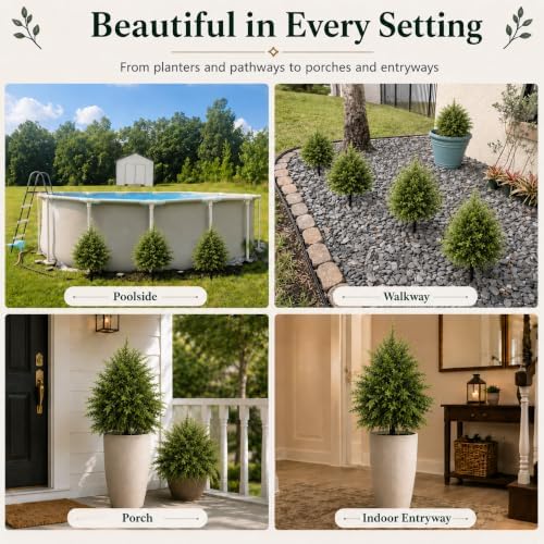 2-Pack Artificial Cedar Trees, 22.83'' Tall with Ground Stakes