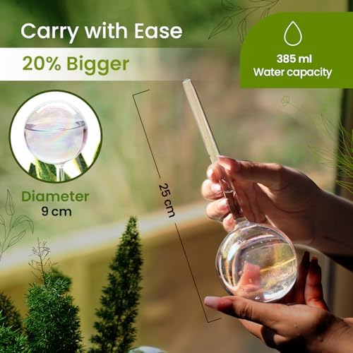 Iridescent Self Watering Globes, Glass Rainbow Plant Watering Globes, Self Watering Planter Insert, Automatic Plant Waterer Indoor (Large-2 Pcs Iridescent, Large)