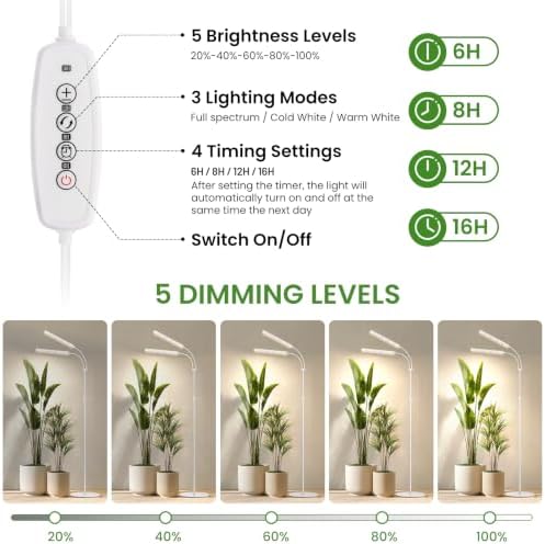 LBW Grow Lights for Indoor Plants, 75" Tall Full Spectrum Plant Grow Light