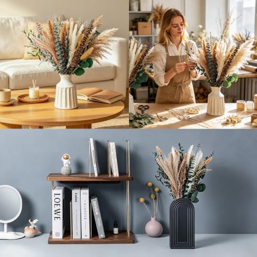 275 PCS Mixed Dried Eucalyptus Stems & Lavender Flowers with Pampas Grass, Bunny Tails, Preserved Eucalyptus, Dried Flower Bouquet for Vase, Boho Wedding, Home, Bathroom & Rustic Decor