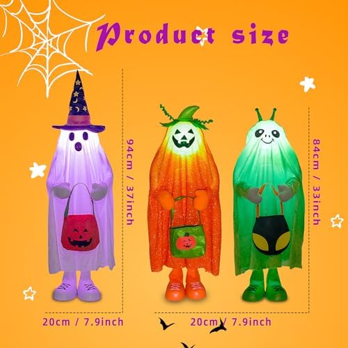 YUETJIN 32" Light Up Halloween Alien Décor, Standing Trick or Treat-Alien