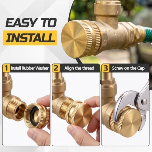 Shimeyao 6 Pack 3/4" Brass Garden Hose End Caps with Washers