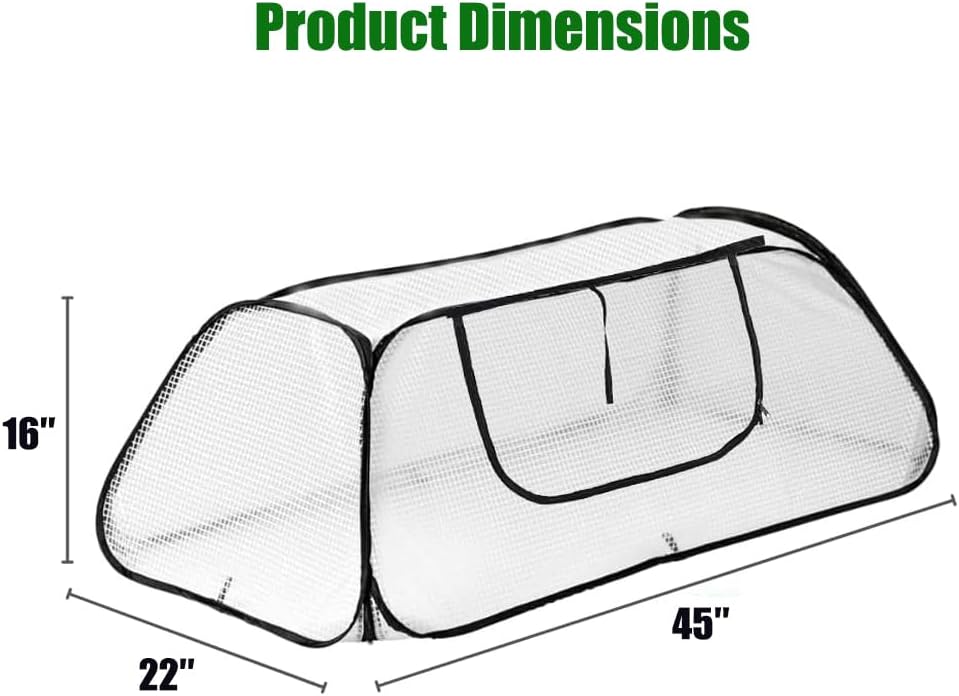 Verveens Pop Up Garden Row Cover, 45x22x16 for Raised Beds | Fine Mesh Protects Veggies & Seedlings, Blocks Birds &
