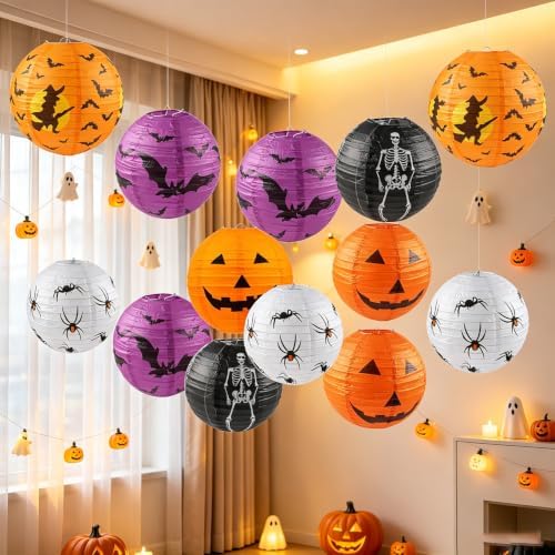 10 Pack Halloween Paper Lanterns, 8 Inch Hanging Lanterns in/Outdoor Decor