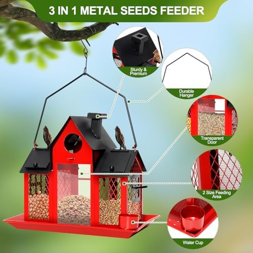 Solar Bird Feeders for Outdoors Hanging, Bird Houses for Outside