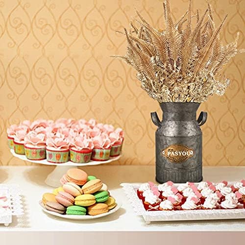 PASYOU Artificial Plants for Christmas Decor, Plastic Grass Fake Shrubs Simulation Tail Leaves Indoor Outdoor Home Garden Planter Filler Party Hotel Verandah Wedding Faux DIY Decoration - Gold 4 Pack